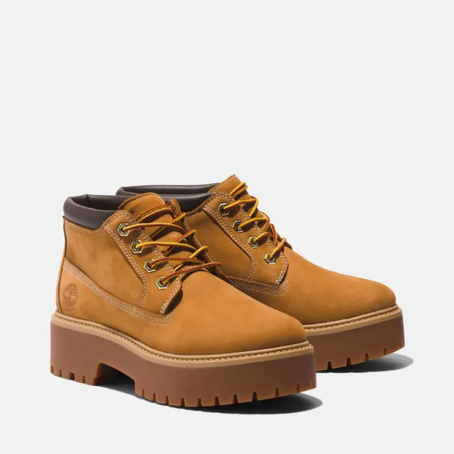 Timberland】女款小麥色Stone Street 中筒厚底防水靴(A5RF9231) - momo