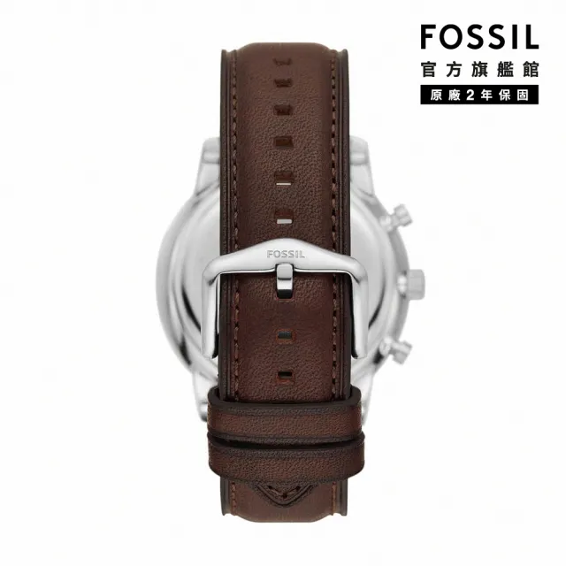 【FOSSIL 官方旗艦館】Neutra 新雅仕暗夜復古三眼指針手錶 棕色真皮錶帶 44MM FS6024