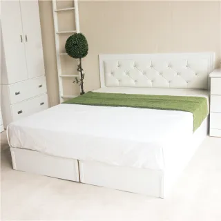 【YUDA 生活美學】黛曼特純白色 房間組4件組 單人3.5尺  床頭片+加厚六分床底+獨立筒床墊  床架組/床底組