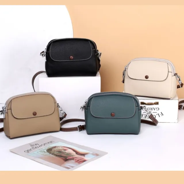 【BAGGLY&CO】雙11 真皮 多維爾頭層牛皮時尚多隔層側背包(真皮包包 四色 多隔層)
