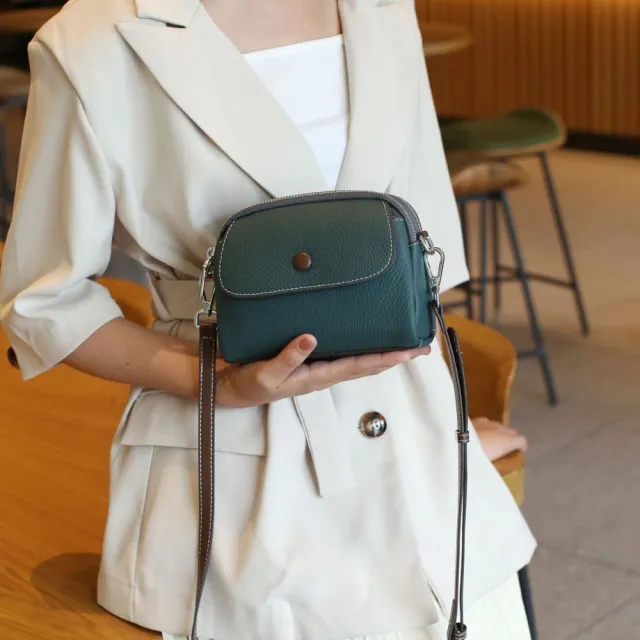 【BAGGLY&CO】雙11 真皮 多維爾頭層牛皮時尚多隔層側背包(真皮包包 四色 多隔層)