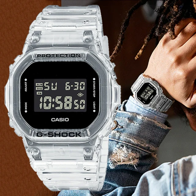 CASIO 卡西歐CASIO 卡西歐 G-SHOCK 透明方形電子腕錶(DW-5600SKE-7)