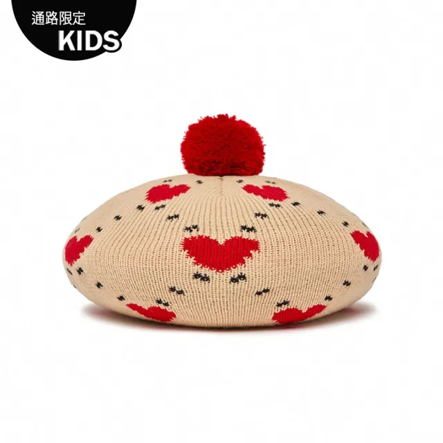 【MLB】童裝 針織貝蕾帽 童帽 Heart系列 紐約洋基隊(7AHTH0326-50BGS)