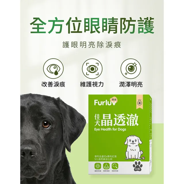 【Furluv 樂球】佳犬晶透澈 咀嚼錠 2盒組(狗眼睛保健品/狗葉黃素/寵物保健)