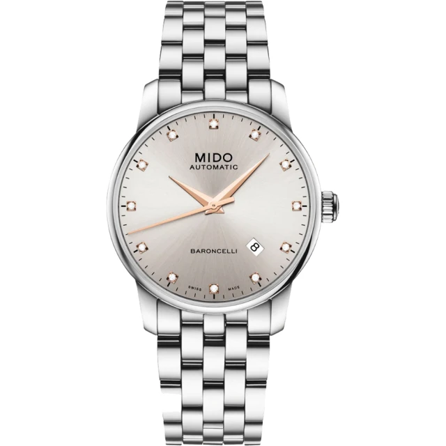 MIDO 美度 官方授權 Baroncelli 真鑽機械錶-38mm 聖誕節 禮物(M86004671)