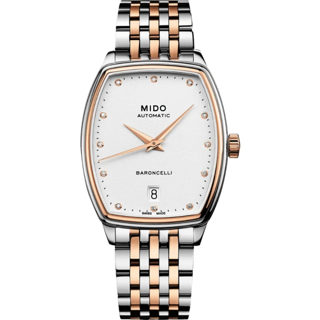 MIDO 美度 官方授權 Baroncelli 永恆系列真鑽酒桶型機械女錶 聖誕節 禮物(M0413072201600)