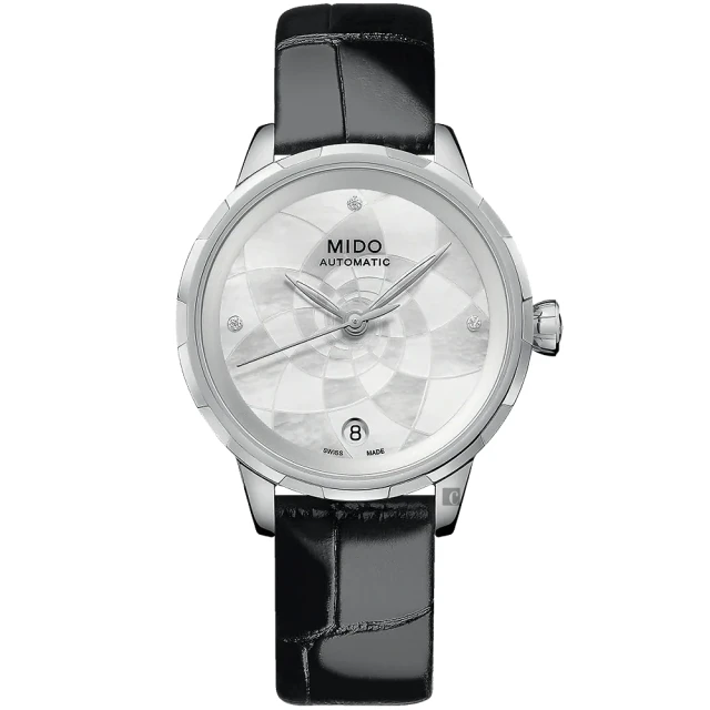 MIDO 美度 官方授權 Rainflower 花雨系列機械女錶-黑/34mm 聖誕節 禮物(M0432071611600)