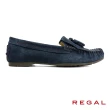 【REGAL】經典復古麂皮流蘇帆船造型樂福鞋 藍色(F36Q-NVSS)
