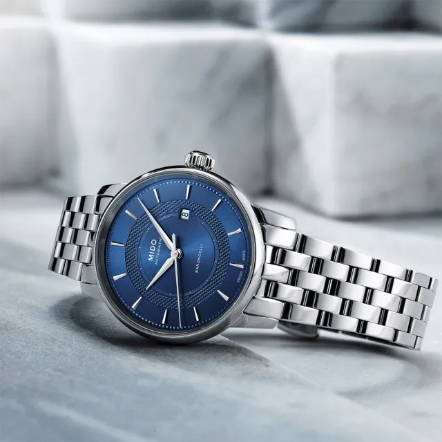 【MIDO 美度】Baroncelli 永恆系列 午夜藍 機械情侶手錶 對錶-/39+30mm(M0374071104101+M0372071104101)