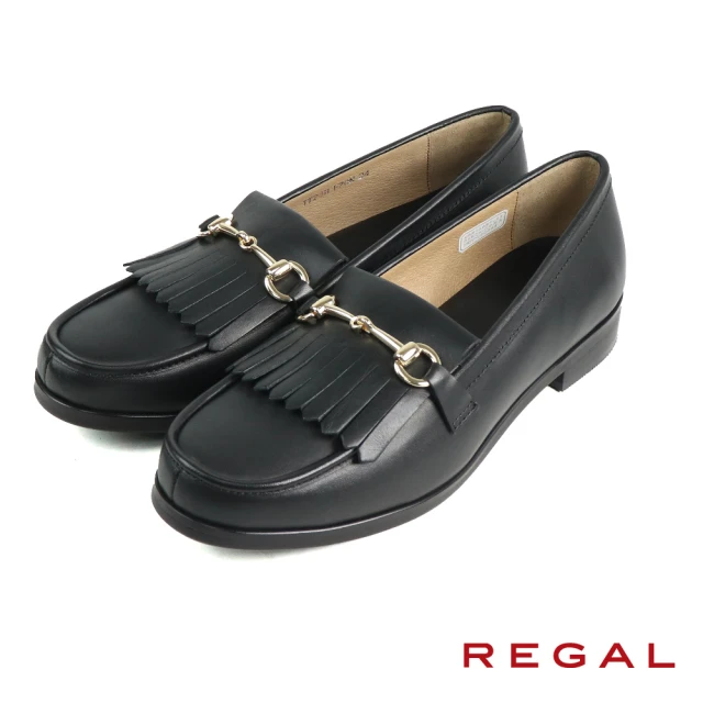 REGAL 日本原廠真皮粗跟德比鞋 黑色(F17N-BL)品