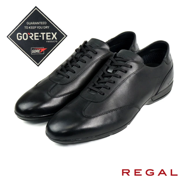 【REGAL】GORE-TEX防水透氣皮質綁帶休閒鞋 黑色(70CL-BL)