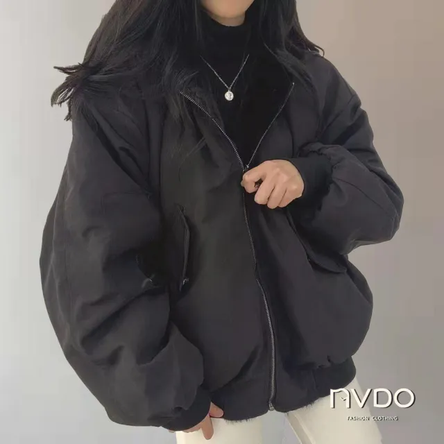 【NVDO】現貨 暖呼呼羊羔絨兩面可穿保暖外套-3色可選(M-2XL/加絨連帽外套/F010/秋冬款)