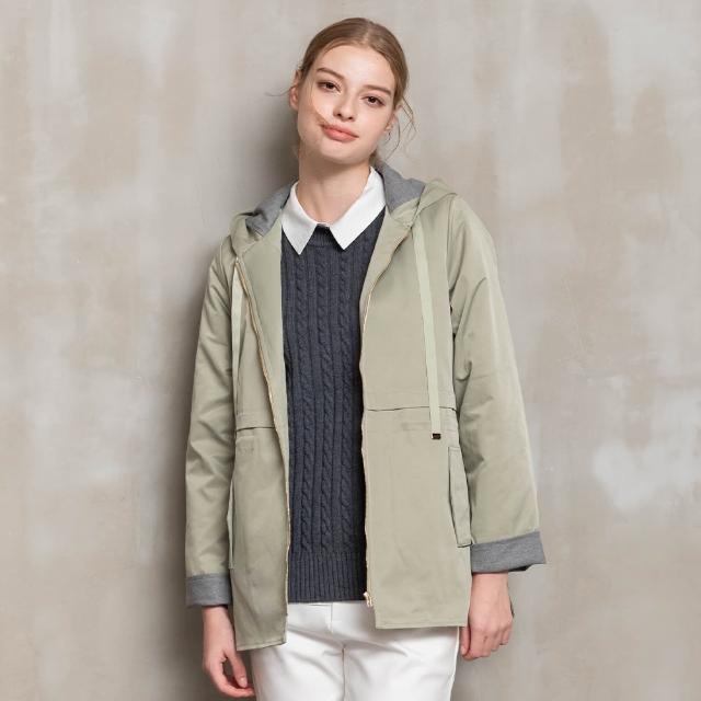 【perng yuh 芃諭名品】*清新舒暖 配色連帽 中長版 鋪棉外套(2023 AW Collection｜2C秋冬系列)