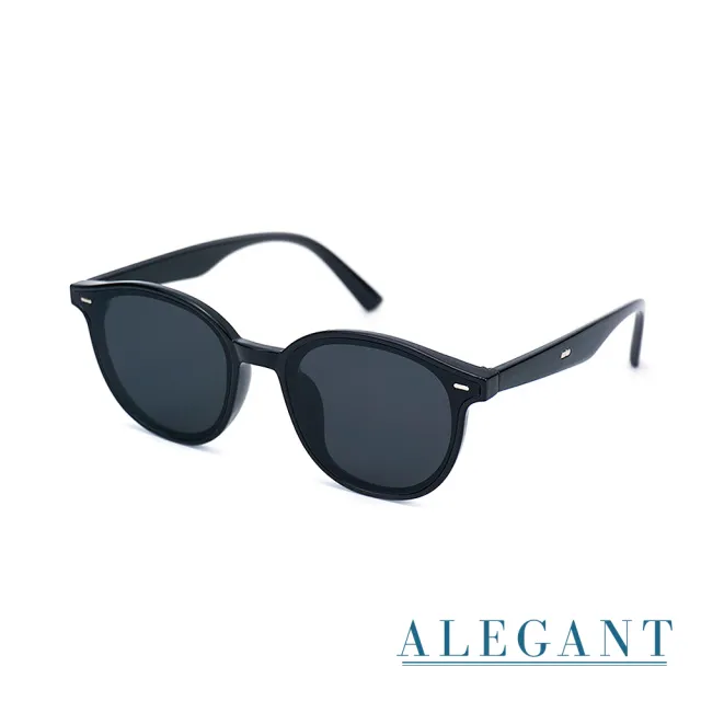 【ALEGANT】烏茶黑清新簡練品味設計波士頓圓框墨鏡/UV400太陽眼鏡(登峰的暖羽日光)