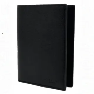【COACH】經典LOGO素面牛皮證件夾護照夾(黑)