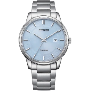 【CITIZEN 星辰】冰河藍 光動能簡約手錶-40mm 送行動電源 畢業禮物(BM6978-77L)