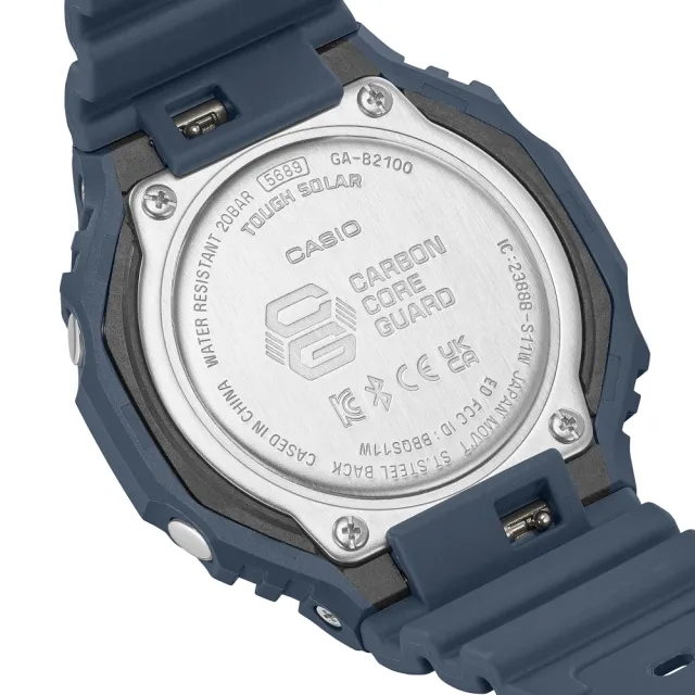 【CASIO 卡西歐】G-SHOCK  藍牙連線 太陽能八角雙顯腕錶 推薦 送禮 畢業禮物(GA-B2100-2A)