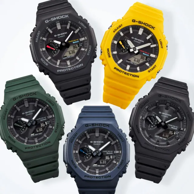 【CASIO 卡西歐】G-SHOCK 農家橡樹 藍牙連線 太陽能八角雙顯腕錶 禮物推薦 畢業禮物(GA-B2100-2A)