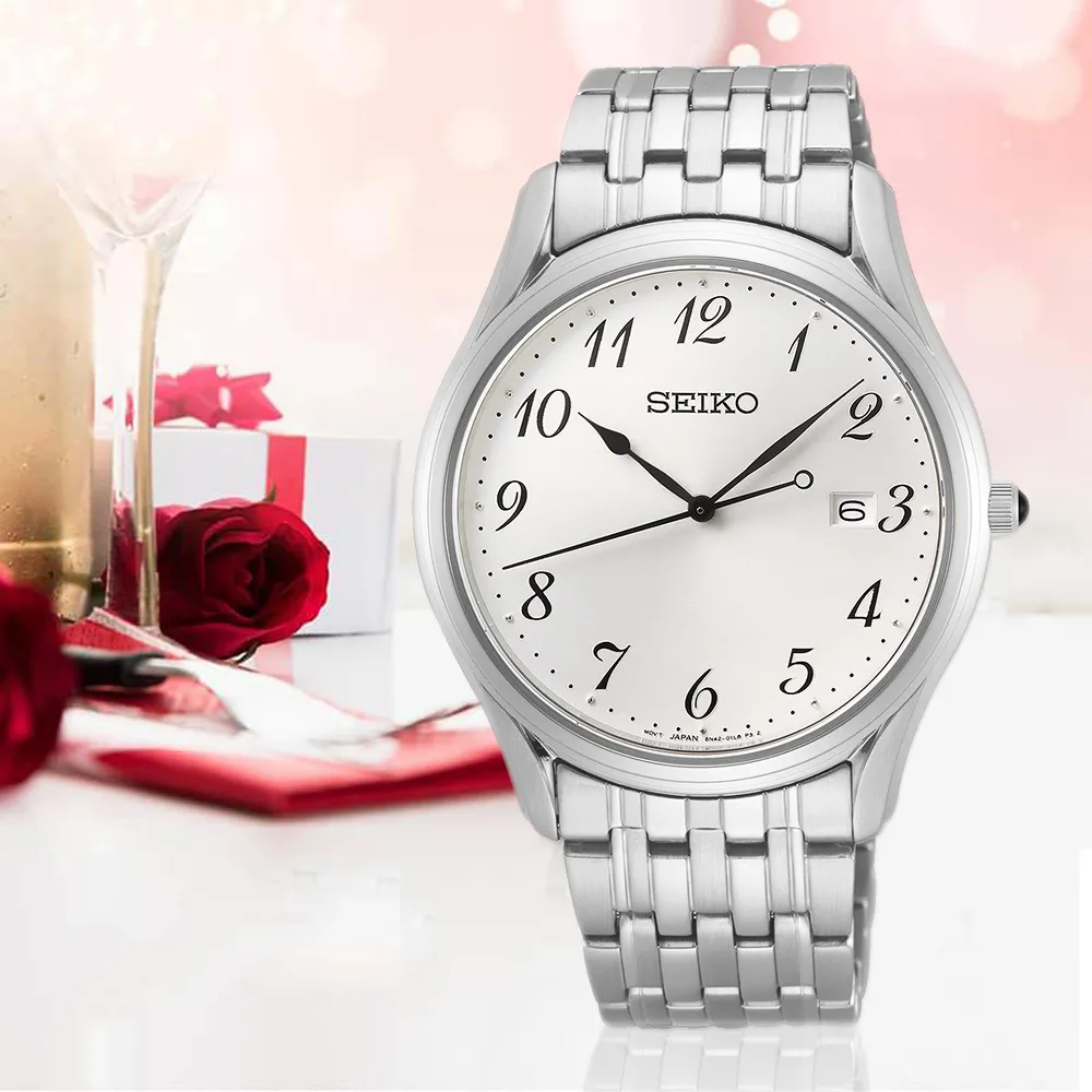 【SEIKO 精工】CS 時尚石英手錶-白x銀/39mm 520禮物 送禮(6N42-00K0S  SUR299P1)
