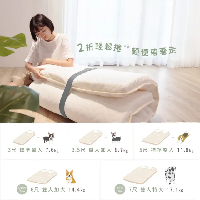 【LoveFu】無光薄墊 特大雙人7尺 + 月眠枕 基本款(薄床墊＋枕頭 2件組 加贈輕青枕頭套1入)