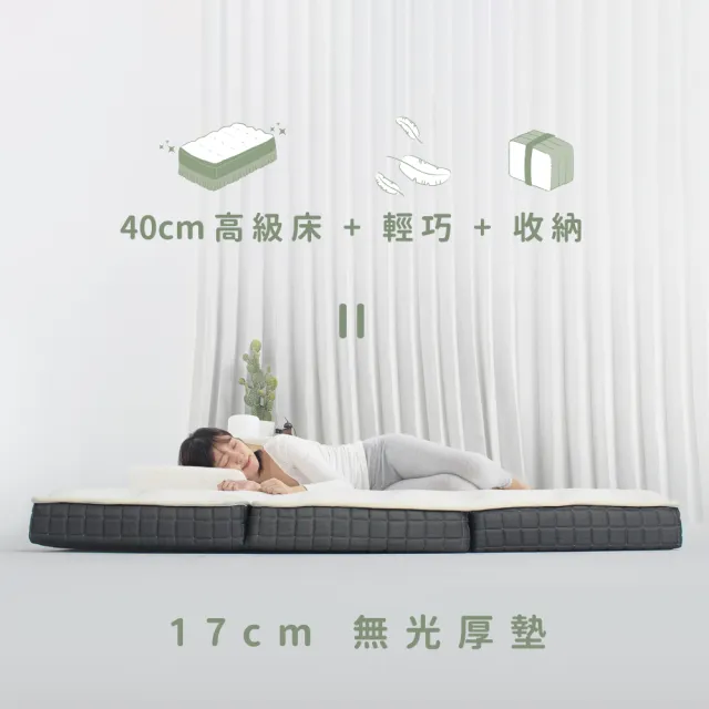 【LoveFu】無光厚墊 雙人5尺 + 月眠枕 基本款(厚床墊＋枕頭 2件組 加贈輕青枕頭套1入)