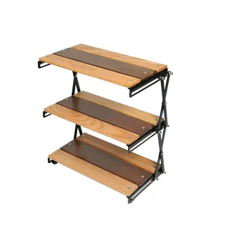 【OWL CAMP】桌面三層折疊置物架- 橡木拼色(收納架/層架/桌面架)