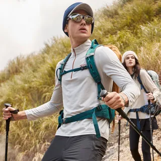 【ATUNAS 歐都納】男款Polygiene抑菌抗臭長袖立領拉鍊衫(A1PSEE05M麻花淺灰/吸濕排汗/防曬透氣/戶外休閒)