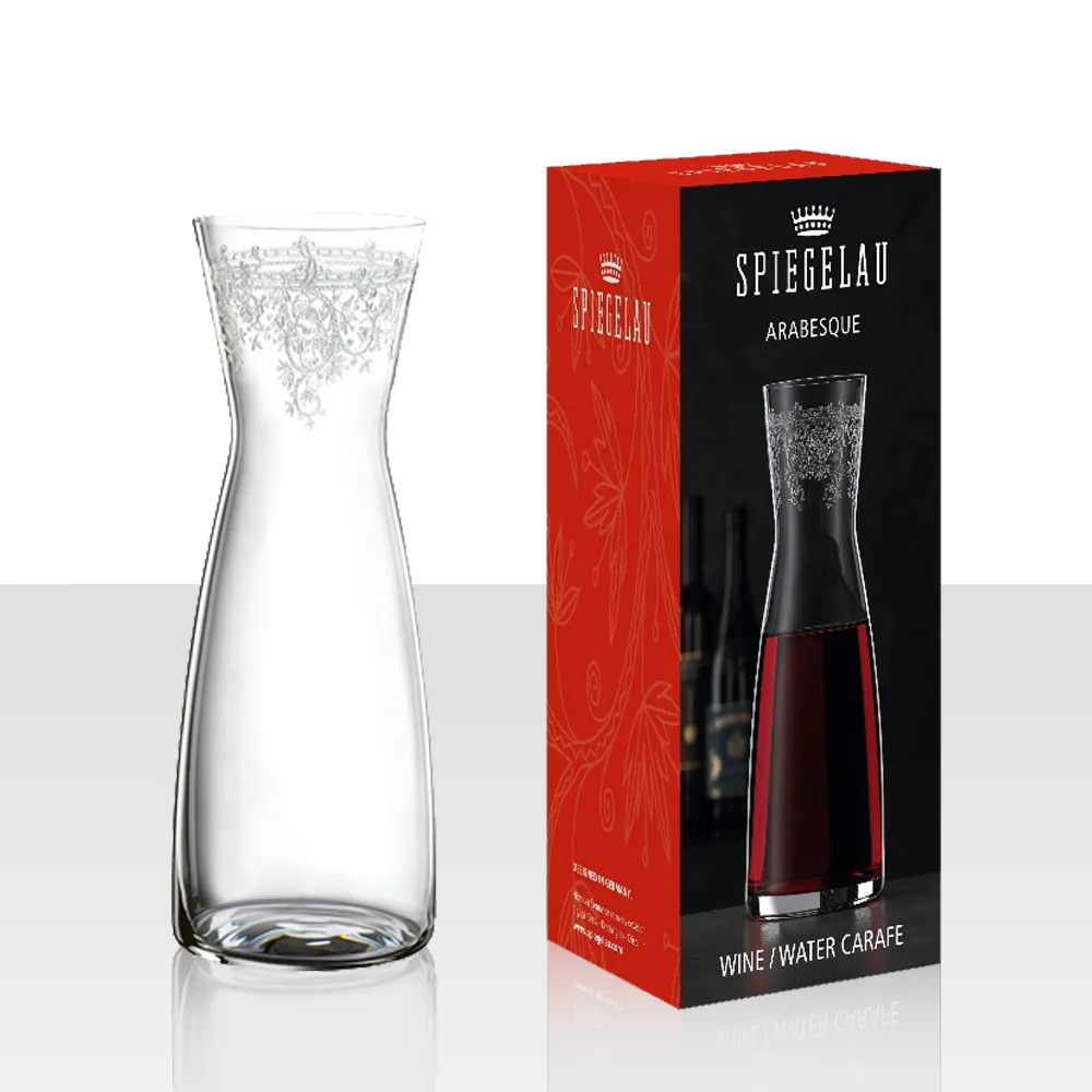 【Spiegelau】歐洲製Arabesque雕花水瓶/單入彩盒/1100ml(高雅雕花奢華款)