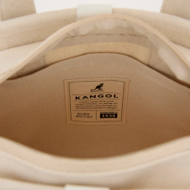 【KANGOL】袋鼠玩偶側背包 帆布包 方包 吐司包 斜背包 單肩包(黃色/米白/黑色)