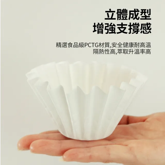 【ANTIAN】100入組 蛋糕型一次性手沖咖啡濾紙 泡茶葉過濾紙 155/185型波紋咖啡濾紙