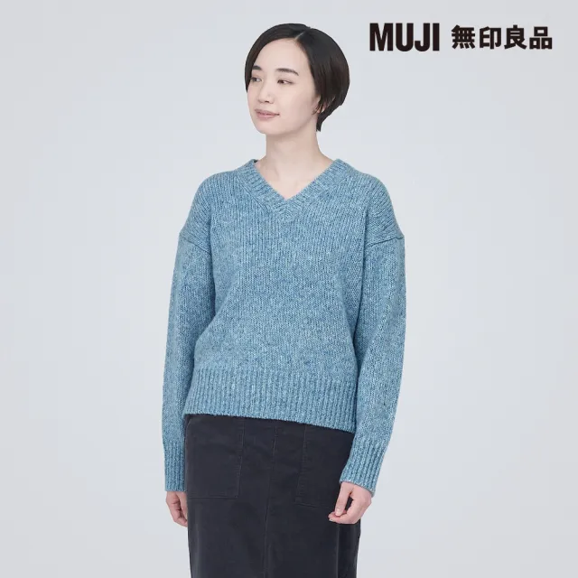 【MUJI 無印良品】女羊毛混氂牛毛混紗V領針織衫(共3色)