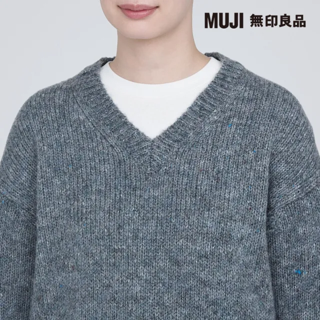 【MUJI 無印良品】女羊毛混氂牛毛混紗V領針織衫(共3色)