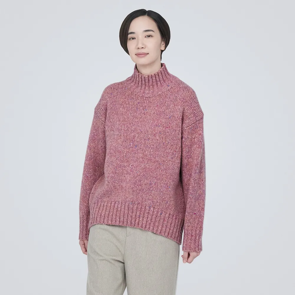 【MUJI 無印良品】女羊毛混氂牛毛混紗半高領針織衫(共3色)