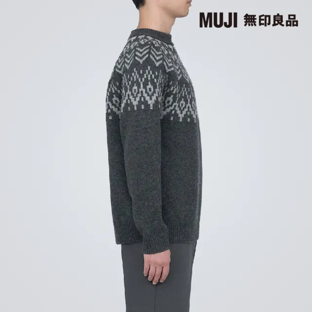 【MUJI 無印良品】男美麗諾羊毛緹花織紋圓領針織衫(共2色)