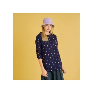 【YUTZUYA 優姿雅】繽紛可愛點點小熊翻領長版上衣(長袖T恤/滿版印花/兩側口袋)