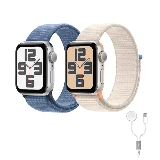 二合一充電線組【Apple 蘋果】Apple Watch SE2 2023 GPS 44mm(鋁金屬錶殼搭配運動型錶環)