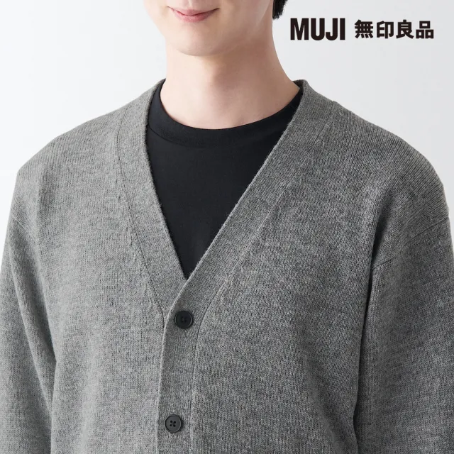 【MUJI 無印良品】男羊毛可水洗中密織V領開襟衫(共6色)