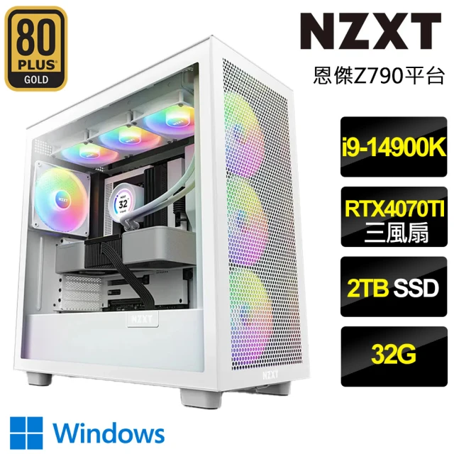 NZXT 恩傑 H7 FLOW RGB白色水冷WIN11電競