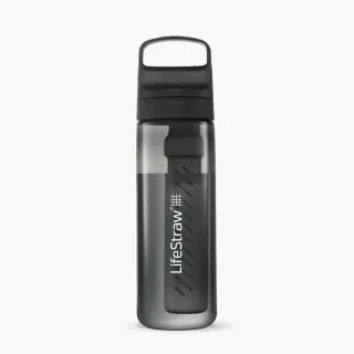 【LifeStraw】Go 提蓋二段式過濾生命淨水瓶 650ml｜黑色(濾水瓶 登山 健行 露營 旅遊 急難 求生)