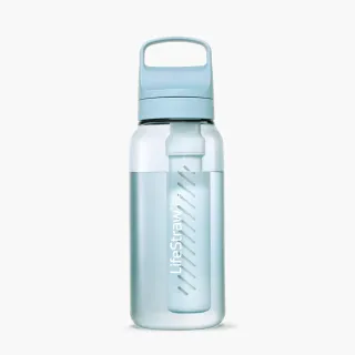 【LifeStraw】Go 提蓋二段式過濾生命淨水瓶 1L｜淡藍色(濾水瓶 登山 健行 露營 旅遊 急難 求生)