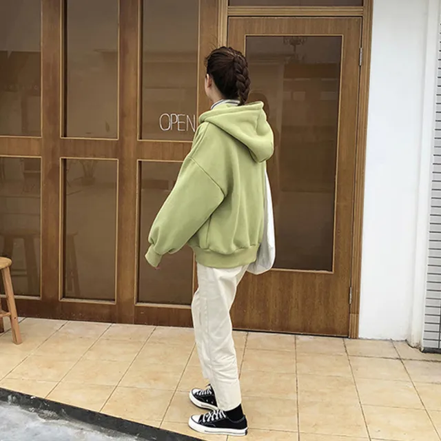 【那木】厚棉刷絨保暖連帽外套(學院風加厚加絨口袋上衣)