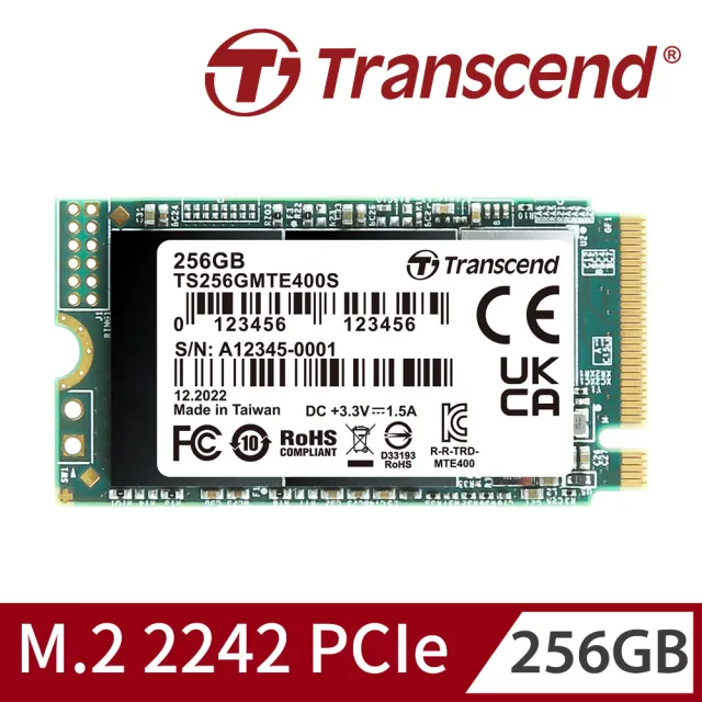 【Transcend 創見】MTE400S 256GB M.2 2242 PCIe Gen3x4 SSD固態硬碟(TS256GMTE400S 新舊包裝隨機出貨)