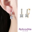 【Aphrodite 愛芙晶鑽】歐美時尚方晶鋯石排鑽造型耳扣 耳環(方晶耳環 鋯石耳環)