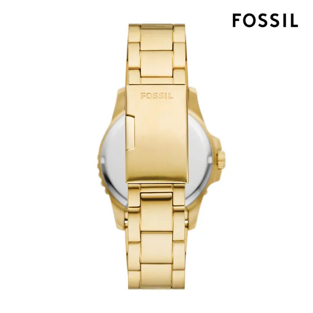 【FOSSIL 官方旗艦館】Blue Dive 運動時尚潛水造型指針手錶 金色不鏽鋼錶帶 42MM FS6035
