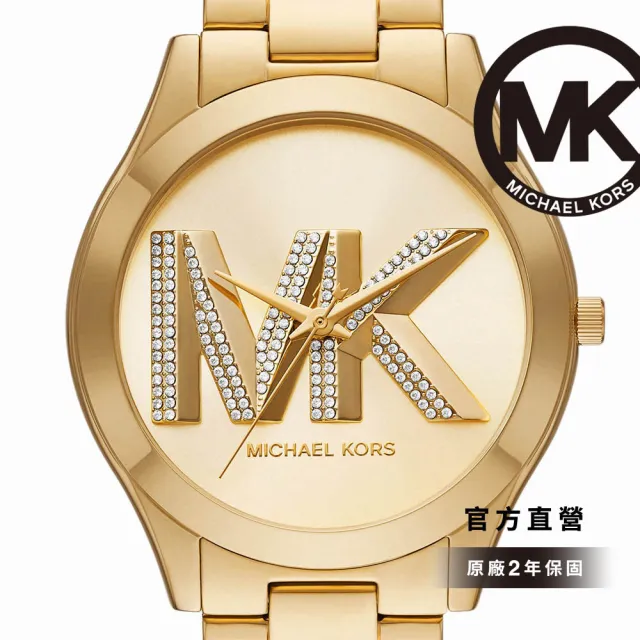 【Michael Kors】Slim Runway 漫步輕盈系列女錶 LOGO金色 金色不鏽鋼錶帶 42MM 手錶 MK4732