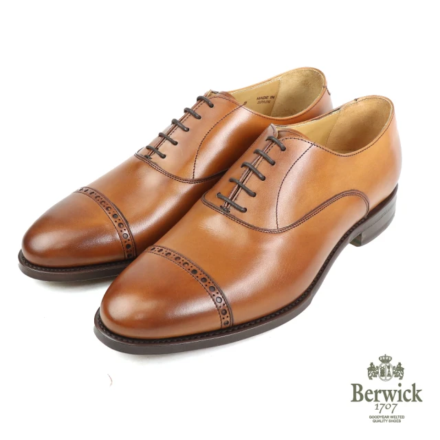 Berwick 西班牙手工壓線橫飾牛津鞋 淺棕色(B4472-TAN)
