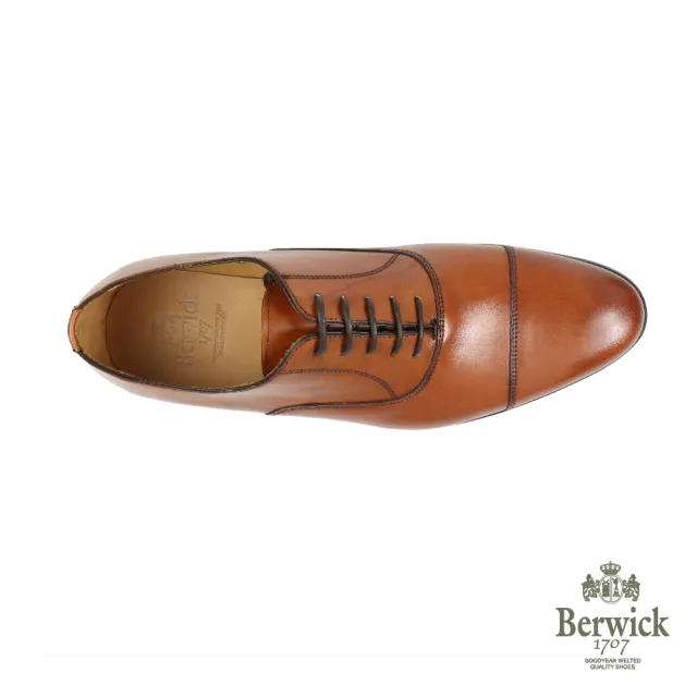 【Berwick】西班牙手工素面刷色橫式牛津鞋 棕色(B5217-CUE)