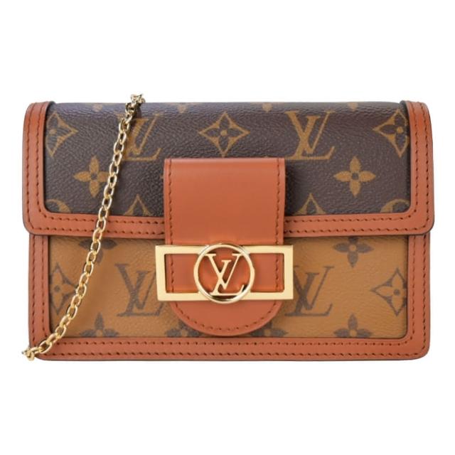 【Louis Vuitton 路易威登】M68746 Dauphine系列Reverse帆布復古鏈帶肩背/斜背包(卡其棕)