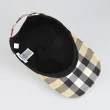 【BURBERRY 巴寶莉】Burberry背面白字刺繡LOGO棉質經典格紋棒球帽(典藏米)