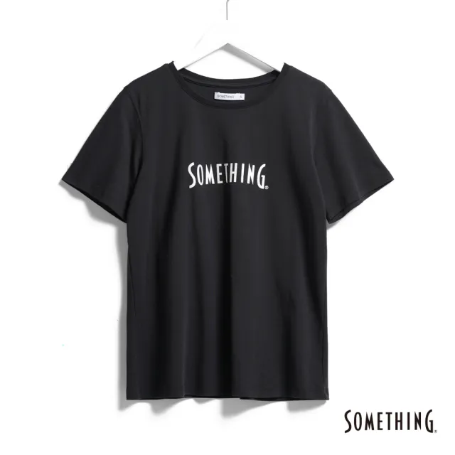 【SOMETHING】女裝 基本LOGO短袖T恤(黑色)